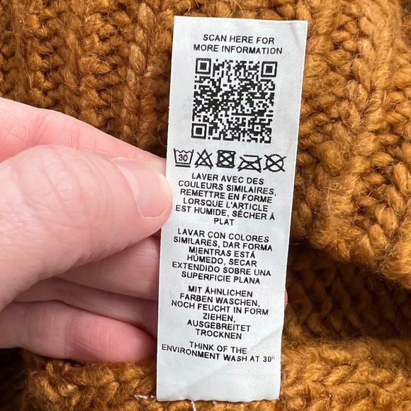 Asos Cable Knit Wool Blend Oversized Sweater Long Chunky Slouchy Fisherman Mock - Picture 6 of 7